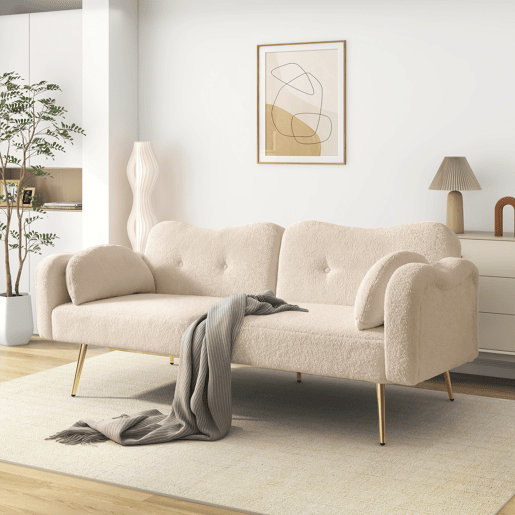 Sofá-cama dobrável 2 lugares fixa de tecido,bege Sofá-cama dobrável 2 lugares fixa de tecido,bege