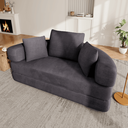 Sofá-cama dobrável 2 lugares fixa,sofá compressível de tecido,preto Sofá-cama dobrável 2 lugares fixa,sofá compressível de tecido,preto