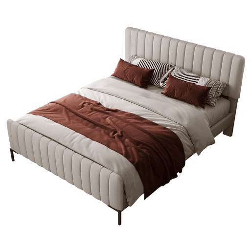 Cama de adulto estofada em tecido de linho - 140x200 cm - com cabeceira regulável e estrado de ripas - Cinzento claro