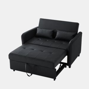 Sofá-cama 2 lugares conversível de pu,preto