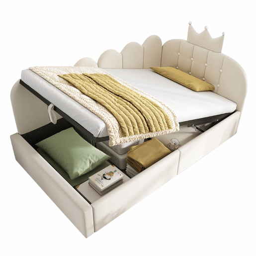 Cama estofada tipo divã 90x200 cm - sofá-cama com arrumação hidráulica, design em L em veludo com estrutura em treliça, sem colchão - bege Cama estofada tipo divã 90x200 cm - sofá-cama com arrumação hidráulica, design em L em veludo com estrutura em treliça, sem colchão - bege