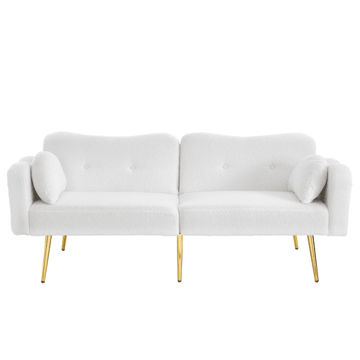 Sofá-cama dobrável 2 lugares fixa de tecido,branco Sofá-cama dobrável 2 lugares fixa de tecido,branco