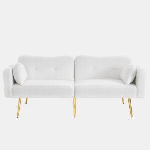 Sofá-cama dobrável 2 lugares fixa de tecido,branco
