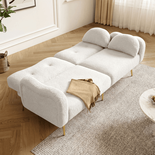 Sofá-cama dobrável 2 lugares fixa de tecido,branco Sofá-cama dobrável 2 lugares fixa de tecido,branco