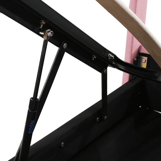 Cama estofada em linho com arrumação - 90x200cm - Rosa