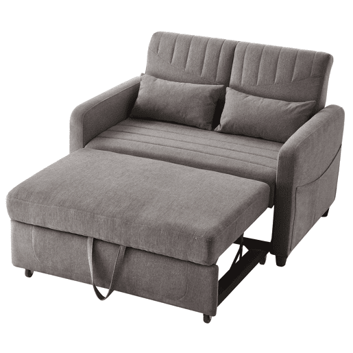 Sofá-cama 2 lugares conversível de algodão e linho,cinza