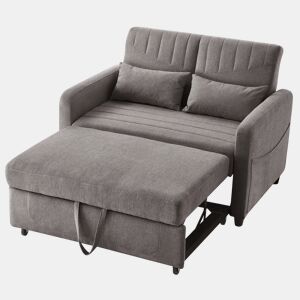 Sofá-cama 2 lugares conversível de algodão e linho,cinza
