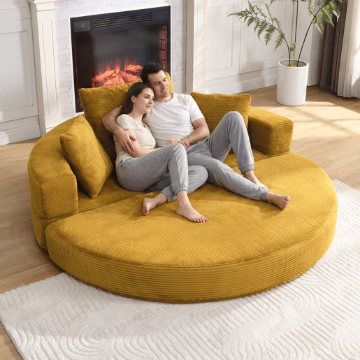 Sofá-cama dobrável 2 lugares fixa,sofá compressível de tecido,amarelo