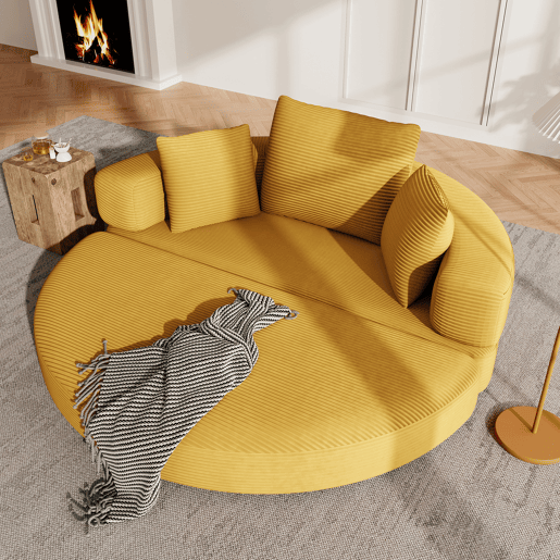 Sofá-cama dobrável 2 lugares fixa,sofá compressível de tecido,amarelo