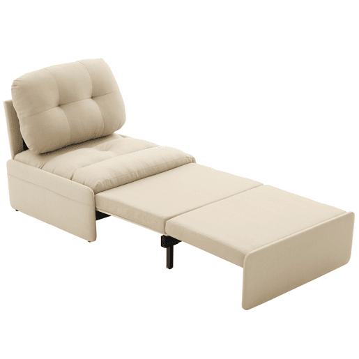 Sofá-cama individual conversível de linho,bege