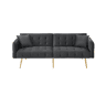 Sofá-cama dobrável 2 lugares fixa de veludo,cinza