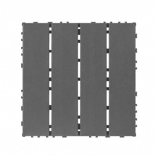 Ladrilhos de plástico encaixáveis para terraços, 30 x 30 cm - 44 peças, sistema modular, impermeáveis, adequados para todas as condições climáticas, uso exterior em piscinas, varandas e jardins - cinzento escuro