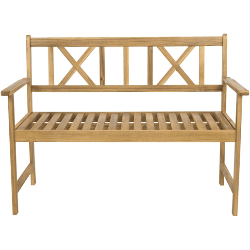 Banco de jardim em madeira 120 cm Surabaya - 2 lugares - Castanho
