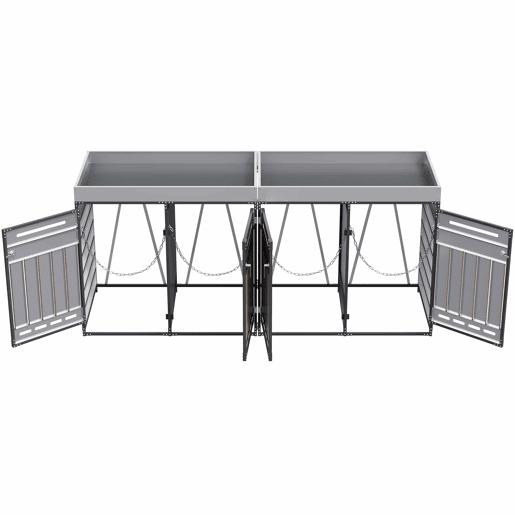 Contenedor de lixo (4 unidades) u2013 com vaso para plantas, painéis verticais de madeira, ventilação com ranhuras, armário de jardim com fechadura u2013 preto