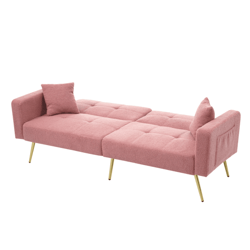 Sofá-cama dobrável 2 lugares fixa de tecido,rosa