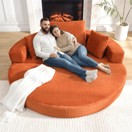 Sofá-cama dobrável 2 lugares fixa,sofá compressível de tecido,laranja Sofá-cama dobrável 2 lugares fixa,sofá compressível de tecido,laranja