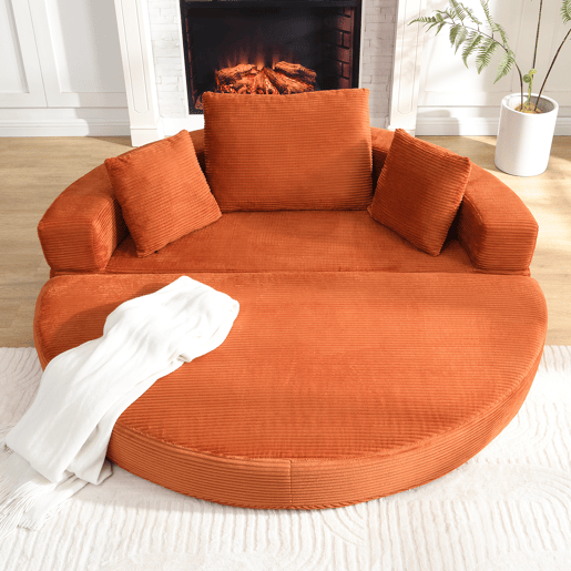 Sofá-cama dobrável 2 lugares fixa,sofá compressível de tecido,laranja Sofá-cama dobrável 2 lugares fixa,sofá compressível de tecido,laranja