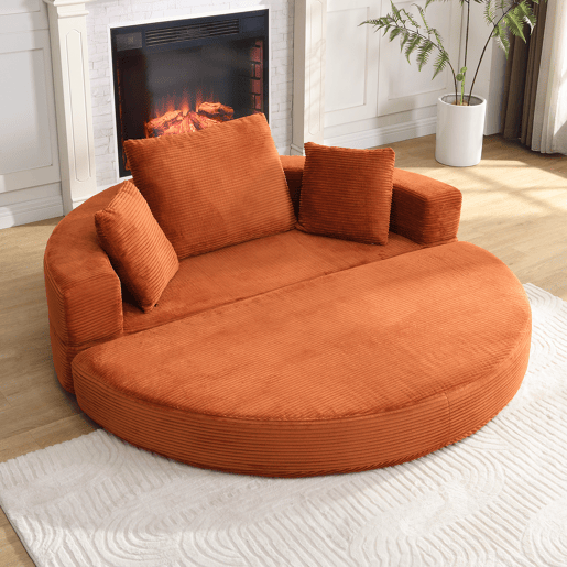 Sofá-cama dobrável 2 lugares fixa,sofá compressível de tecido,laranja Sofá-cama dobrável 2 lugares fixa,sofá compressível de tecido,laranja