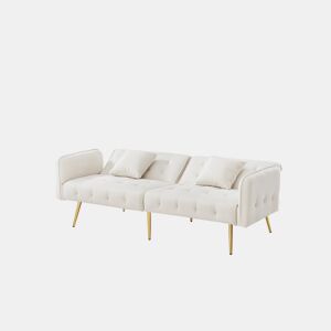 Sofá-cama dobrável 2 lugares fixa de veludo,branco