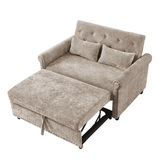 Sofá-cama 2 lugares conversível de tecido,castanho Sofá-cama 2 lugares conversível de tecido,castanho