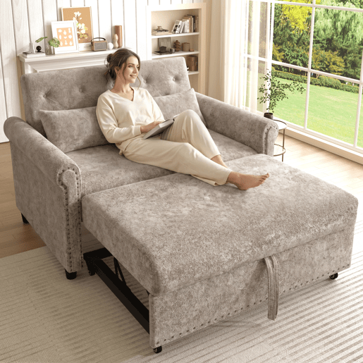Sofá-cama 2 lugares conversível de tecido,castanho Sofá-cama 2 lugares conversível de tecido,castanho