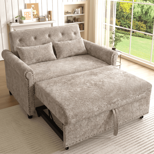 Sofá-cama 2 lugares conversível de tecido,castanho Sofá-cama 2 lugares conversível de tecido,castanho
