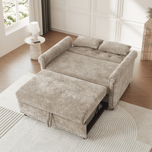 Sofá-cama 2 lugares conversível de tecido,castanho Sofá-cama 2 lugares conversível de tecido,castanho
