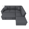 Sofá-cama 5 lugares conversível de linho,cinza
