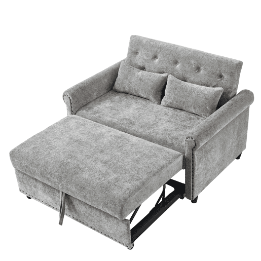 Sofá-cama 2 lugares conversível de tecido,cinza Sofá-cama 2 lugares conversível de tecido,cinza