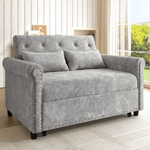 Sofá-cama 2 lugares conversível de tecido,cinza Sofá-cama 2 lugares conversível de tecido,cinza