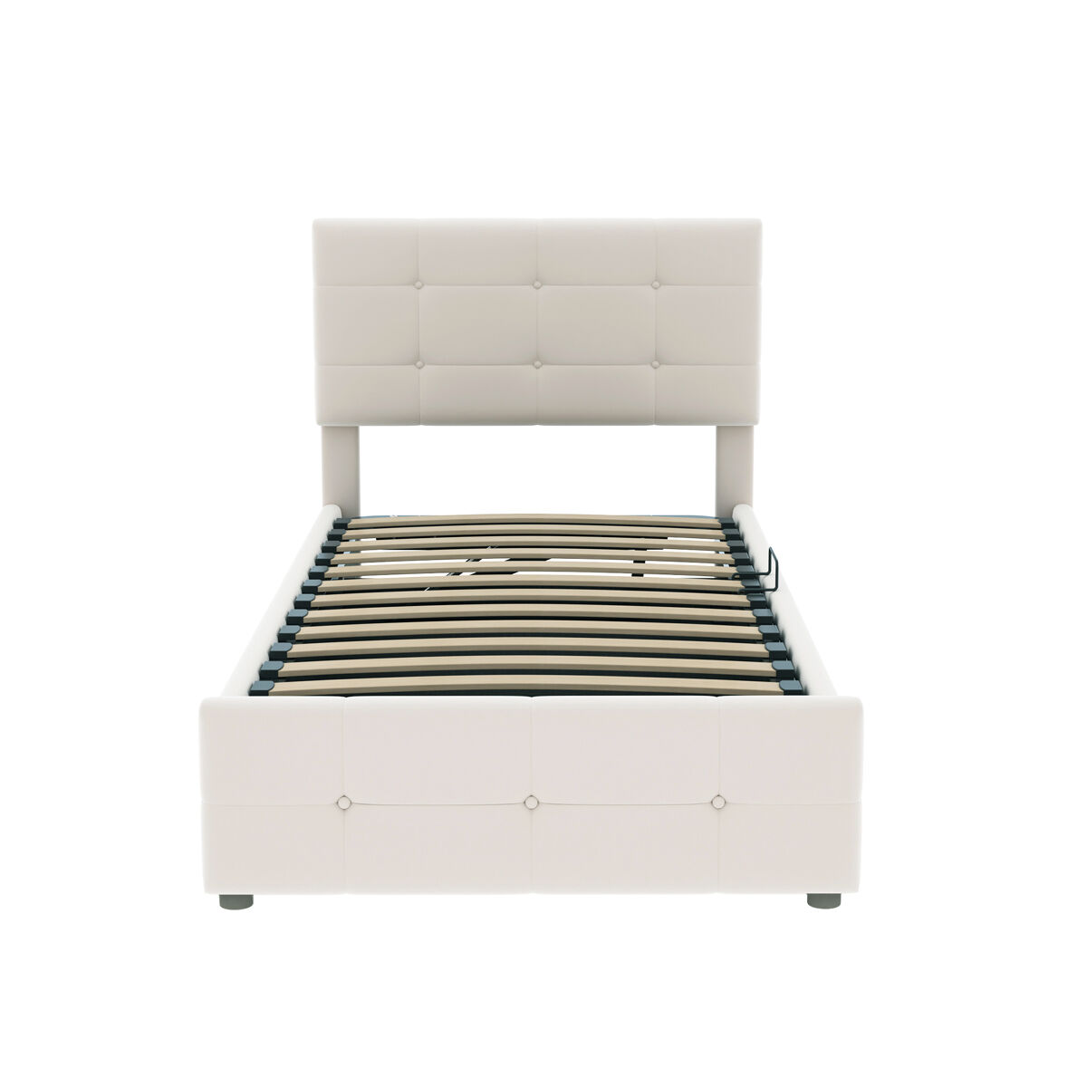 Cama contenedor acolchada 90x200cm en terciopelo - beige