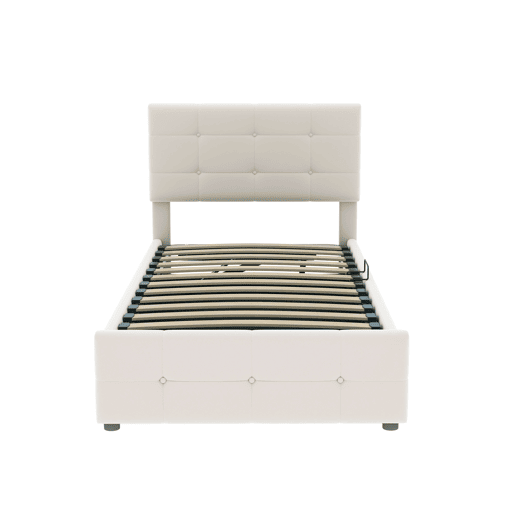 Cama contentor estofada em veludo 90x200cm - Bege