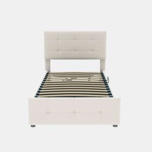 Cama contentor estofada em veludo 90x200cm - Bege