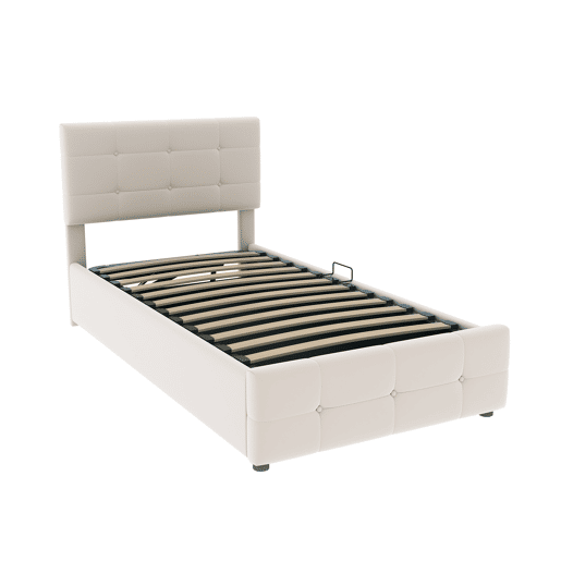 Cama contentor estofada em veludo 90x200cm - Bege