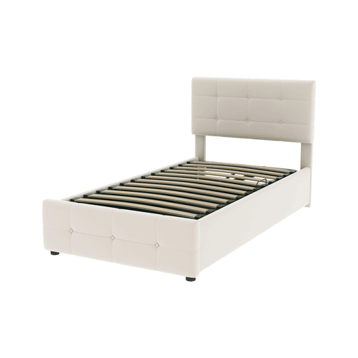 Cama contentor estofada em veludo 90x200cm - Bege