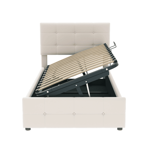 Cama contentor estofada em veludo 90x200cm - Bege