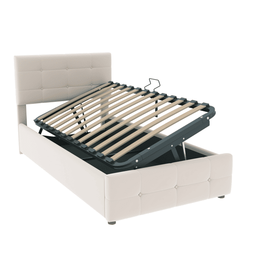 Cama contentor estofada em veludo 90x200cm - Bege