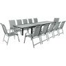 Mesa e cadeiras de jardim em alumínio extensível Lagos - 200320 x 105 x 76 cm - Taupe - Capacidade para 12 pessoas