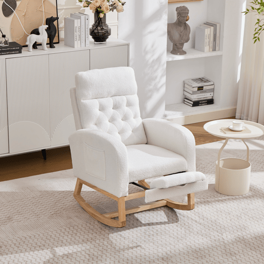 Cadeira de balanço de tecido,branco Cadeira de balanço de tecido,branco