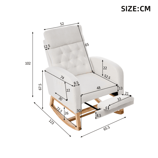 Cadeira de balanço de tecido,branco Cadeira de balanço de tecido,branco