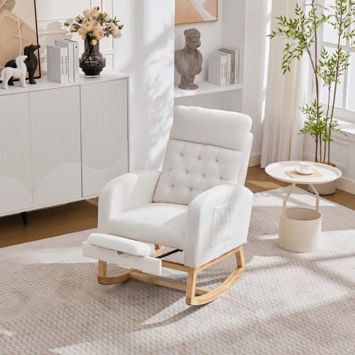 Cadeira de balanço de tecido,branco Cadeira de balanço de tecido,branco