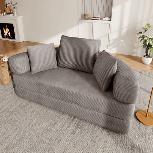 Sofá-cama dobrável 2 lugares fixa,sofá compressível de tecido,cinza Sofá-cama dobrável 2 lugares fixa,sofá compressível de tecido,cinza