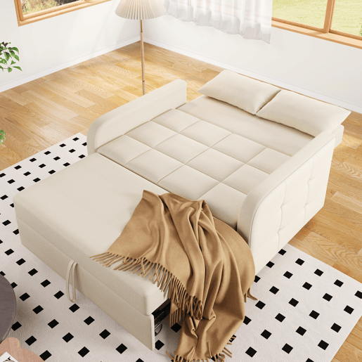 Sofá-cama 2 lugares conversível de algodão e linho,bege Sofá-cama 2 lugares conversível de algodão e linho,bege
