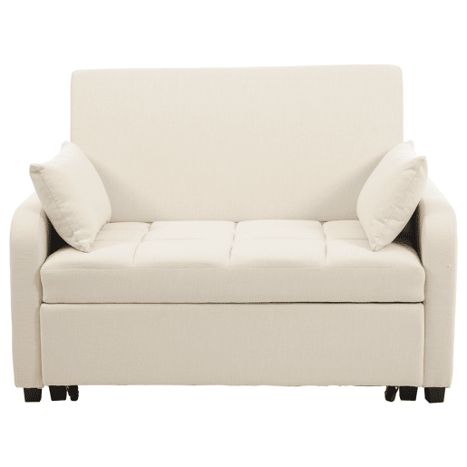 Sofá-cama 2 lugares conversível de algodão e linho,bege Sofá-cama 2 lugares conversível de algodão e linho,bege