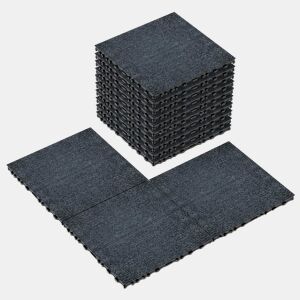Ladrilhos para terraço tipo alcatifa, 12, 36 peças - sistema modular de encaixe DIY, instalação rápida e simples para pátios, alpendres, varandas, piscinas e jardins - cinzento