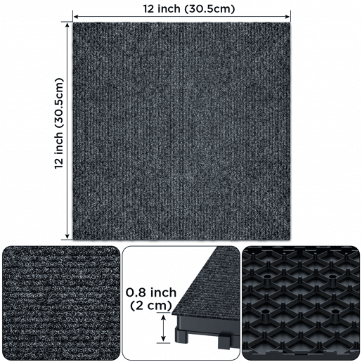 Ladrilhos para terraço tipo alcatifa, 12, 36 peças - sistema modular de encaixe DIY, instalação rápida e simples para pátios, alpendres, varandas, piscinas e jardins - cinzento Ladrilhos para terraço tipo alcatifa, 12, 36 peças - sistema modular de encaixe DIY, instalação rápida e simples para pátios, alpendres, varandas, piscinas e jardins - cinzento