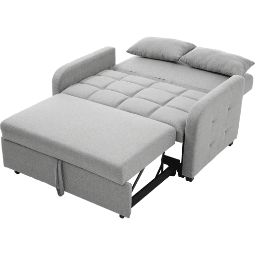 Sofá-cama 2 lugares conversível de algodão e linho,cinza claro