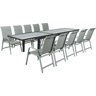 Mesa e cadeiras de jardim em alumínio extensível Lagos - 200320 x 105 x 76 cm - Taupe - 10 lugares