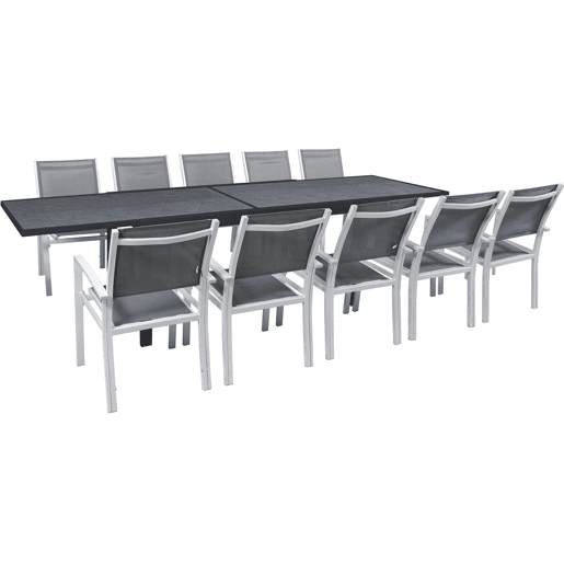 Conjunto de Mobiliário de Jardim Lagos - 200320 x 105 x 76 cm - 10 Cadeiras - Cinza Escuro