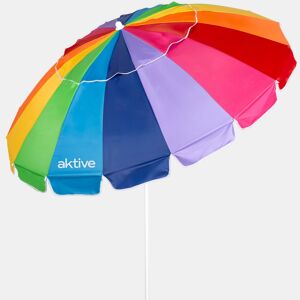 Aktive Guarda-sol de praia com 16 varetas, 200 cm, multicolorido, inclinável, proteção UV50